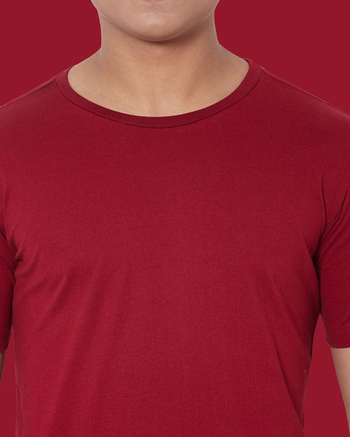 SHORT SLEEVE T SHIRT - Maroon - YK Clothing