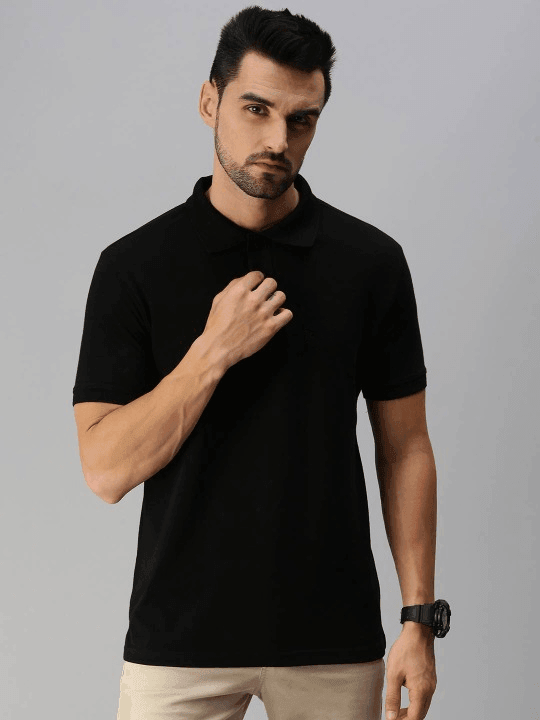 BLACK POLO TEE - YK Clothing