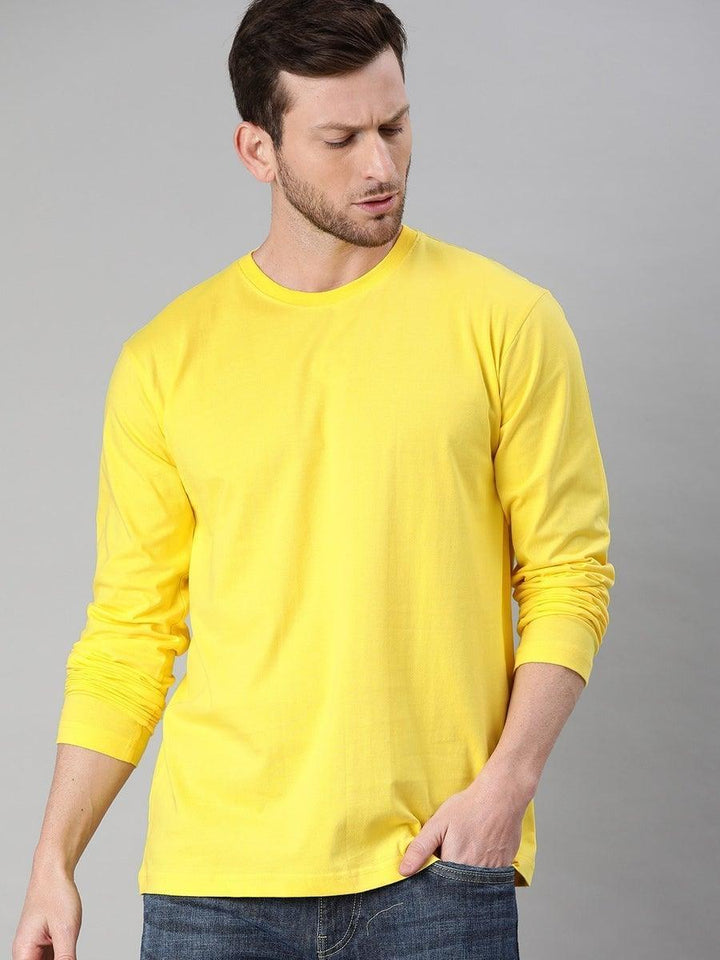 FULL SLEEVES ROUND NECK T-SHIRT - Yellow - YK Clothing