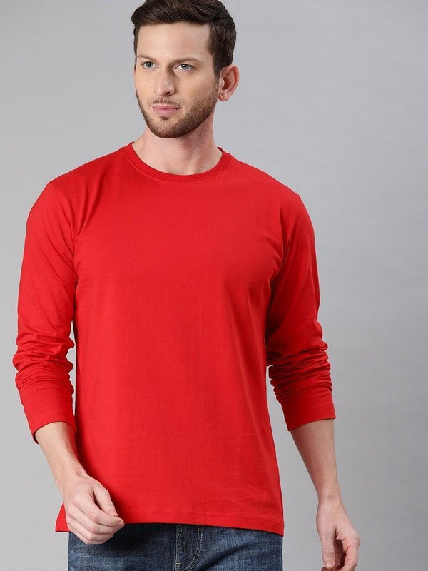 FULL SLEEVES ROUND NECK T-SHIRT - Red - YK Clothing