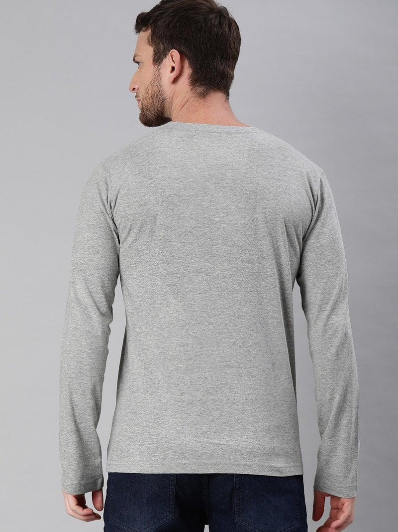 FULL SLEEVES ROUND NECK T-SHIRT - Gray - YK Clothing