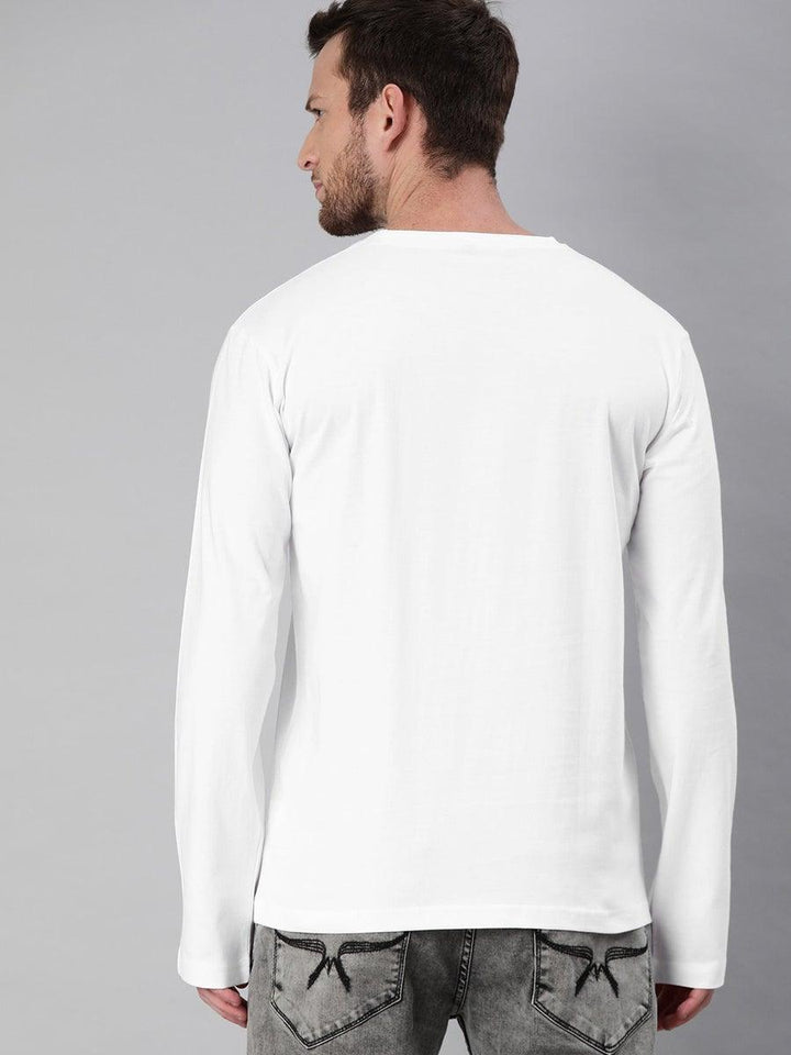 FULL SLEEVES ROUND NECK T-SHIRT - White - YK Clothing