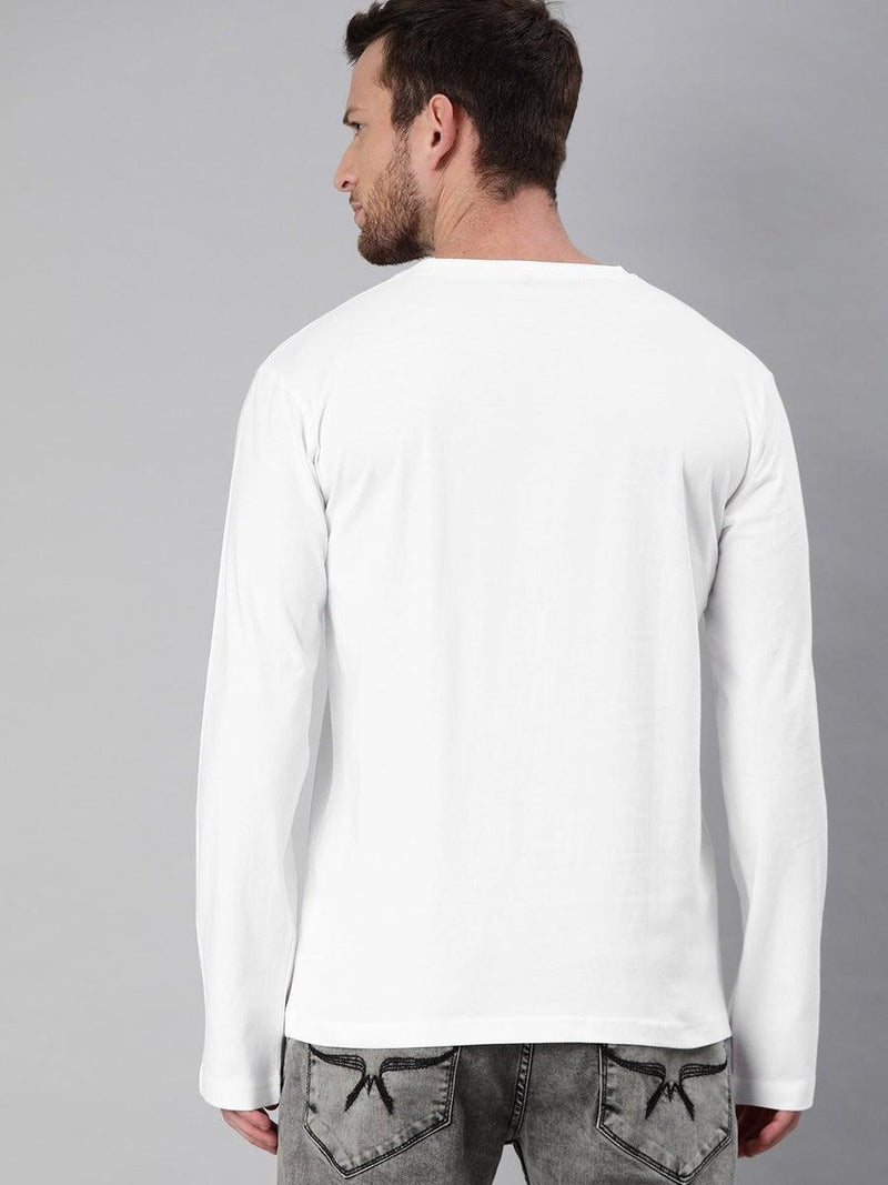 FULL SLEEVES ROUND NECK T-SHIRT - White - YK Clothing