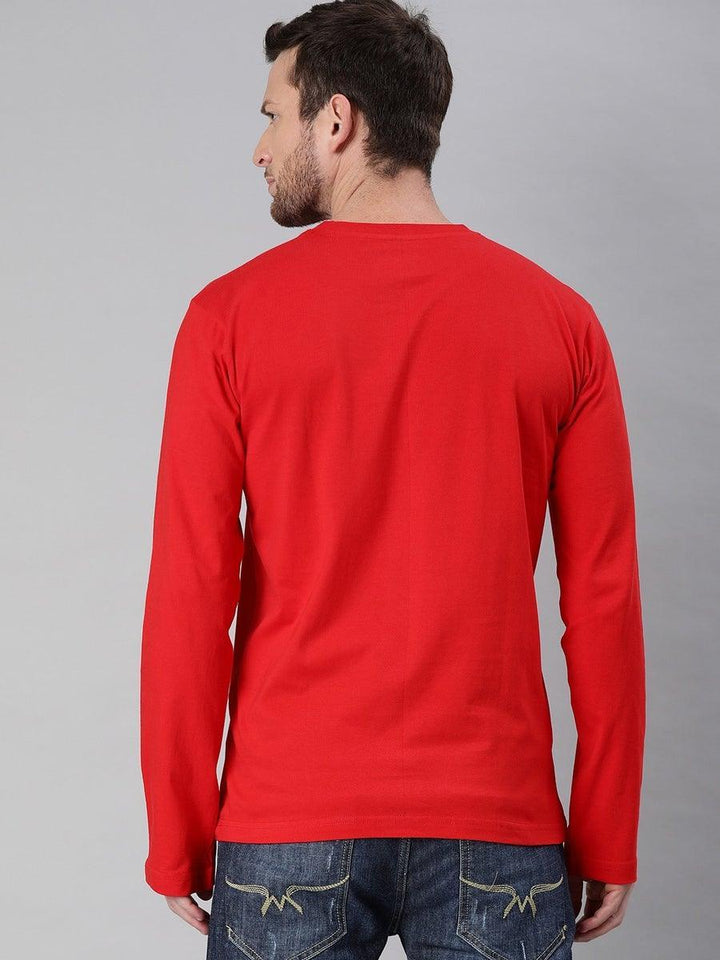 FULL SLEEVES ROUND NECK T-SHIRT - Red - YK Clothing