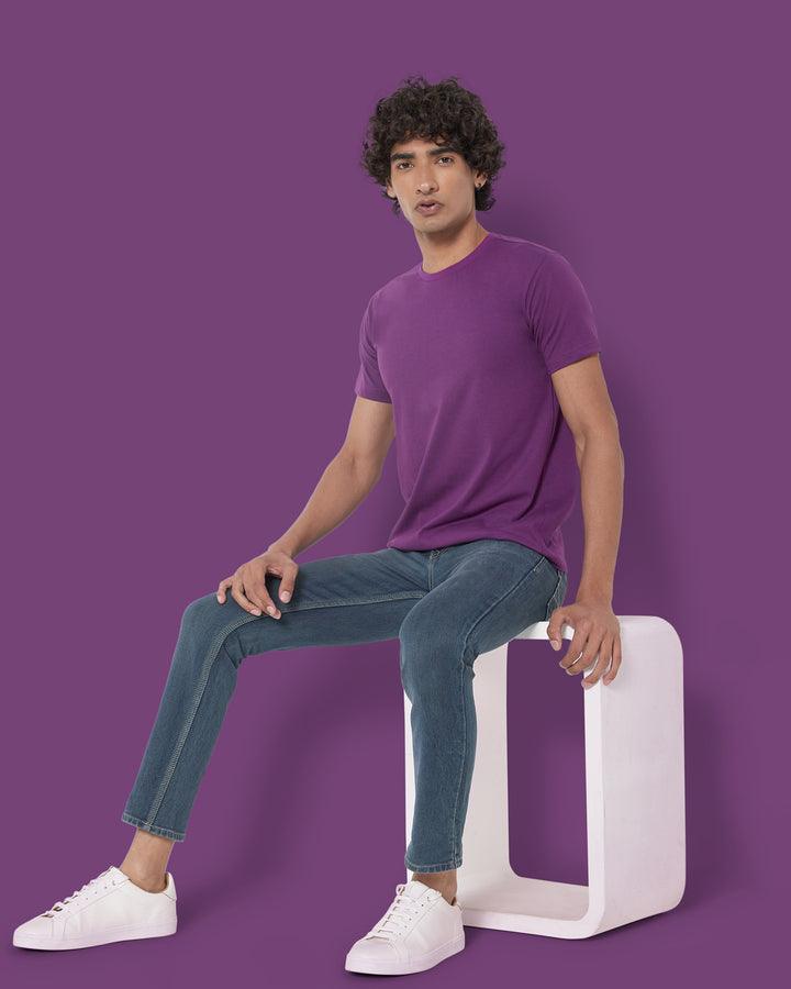SHORT SLEEVE T SHIRT - Purple - YK Clothing