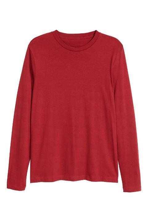FULL SLEEVES ROUND NECK T-SHIRT - Red - YK Clothing