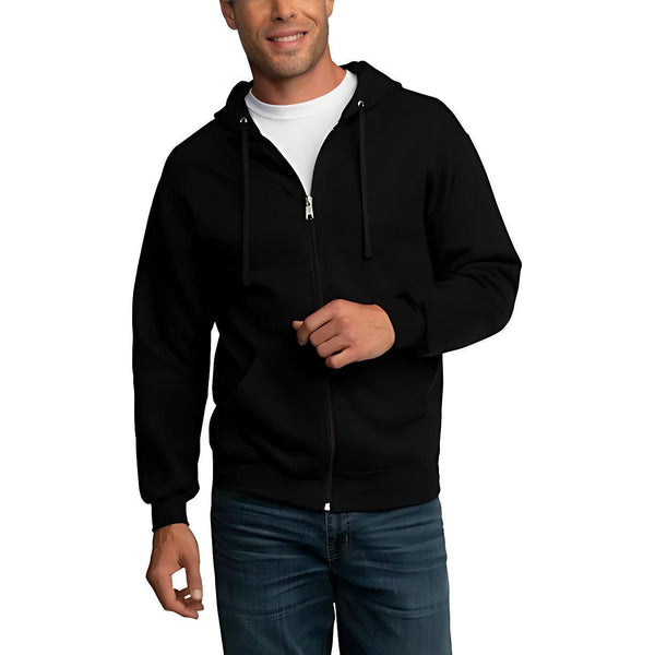 Basic Black Zipper Hoodie - YK Clothing