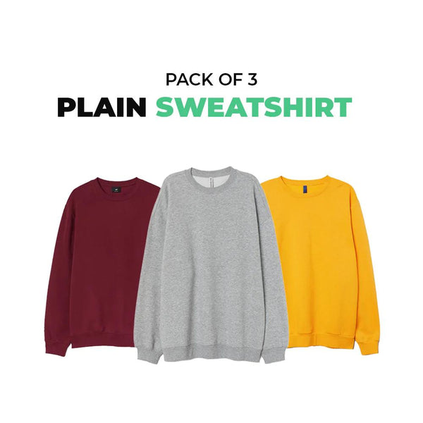 Bundle of 3 Plain Sweatshirts - YK Clothing